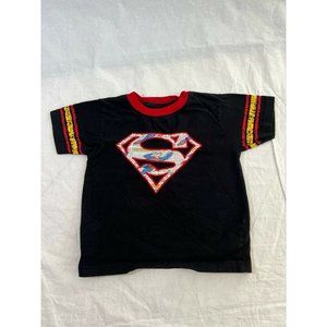 DC Comics Superman Kid's T-Shirt Classic Logo Short Sleeve Black Sz 12 (3Years)